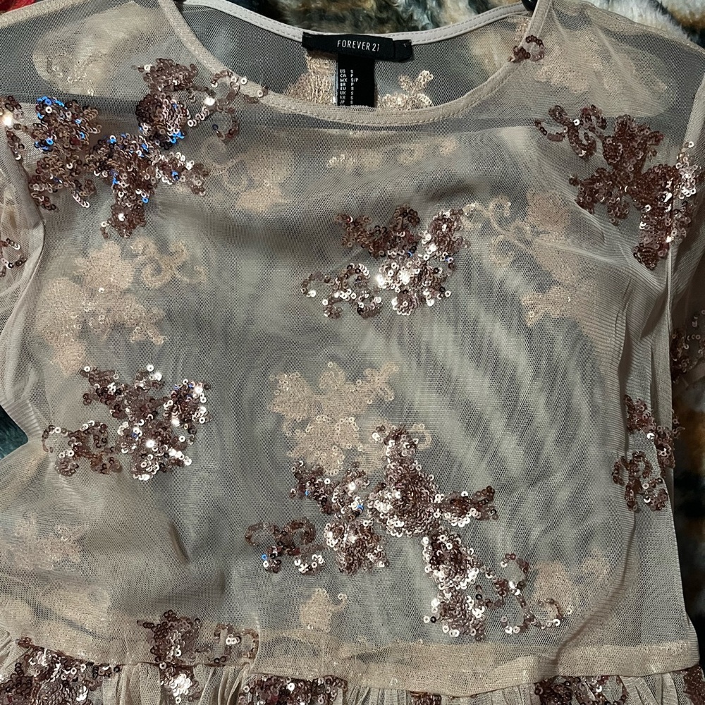 Forever 21 dress | golden sparkle dress